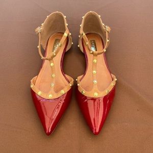 Red and Gold Studded Halogen Flats